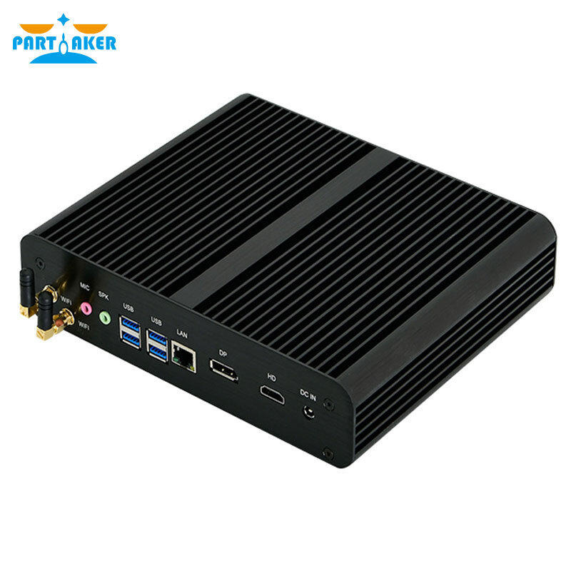 Partaker 팬리스 미니 PC, 인텔 코어 i7 10710U 1165G7 데스크탑 PC, 윈도우 10, 2 * DDR4 M.2 NVMe + Msata + 2.5 인치, SATA HTPC Nettop HDMI DP