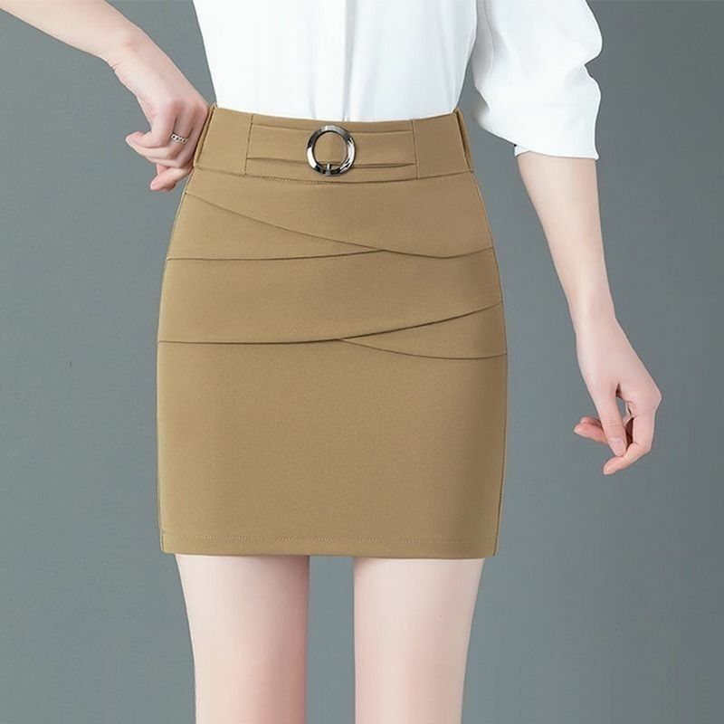 Spring High Waist Wrapped Hip Half Skirts Women Solid Zipper Patchwork Sequined Wave Slim Versatile Professional One Step Skirt