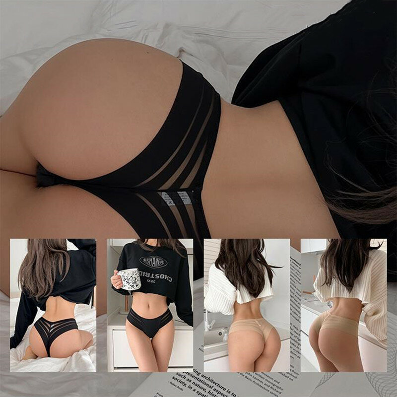 Women's underwear Seamless women's underwear Thong Sexy striped breathable panties Comfortable solid color low-rise panties