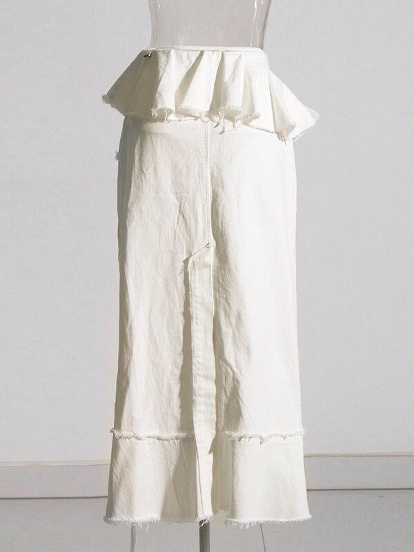 ROMISS-Falda informal de retazos con volantes para mujer, falda de cintura alta empalmada con cordones, ropa minimalista de moda femenina, nueva