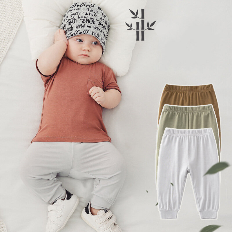 Mallas de bambú para bebé, de viscosa para recién nacido Pantalones suaves, traje de primavera y verano