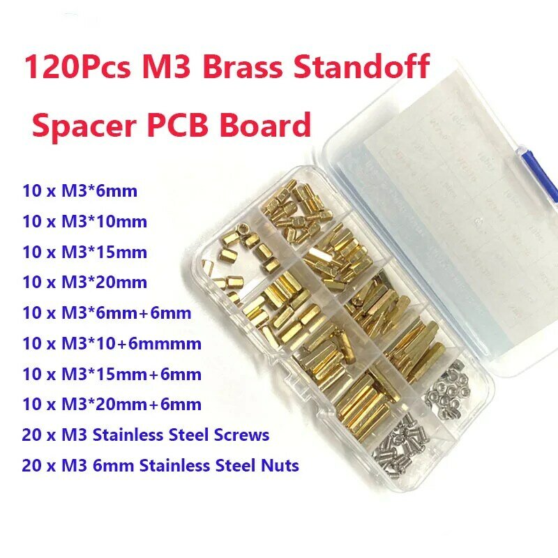 120Pcs M3 Messing Standoff Spacer PCB Board Hex Schrauben Mutter Sortiment Kit Messing Weibliche-Weibliche Spacer M3 * 6 M3 * 10