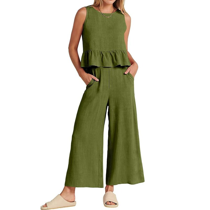 Pantalon d'été en fibre plissée pour femme, pantalon décontracté à neuf points, glaçure, jambe large, nouveau