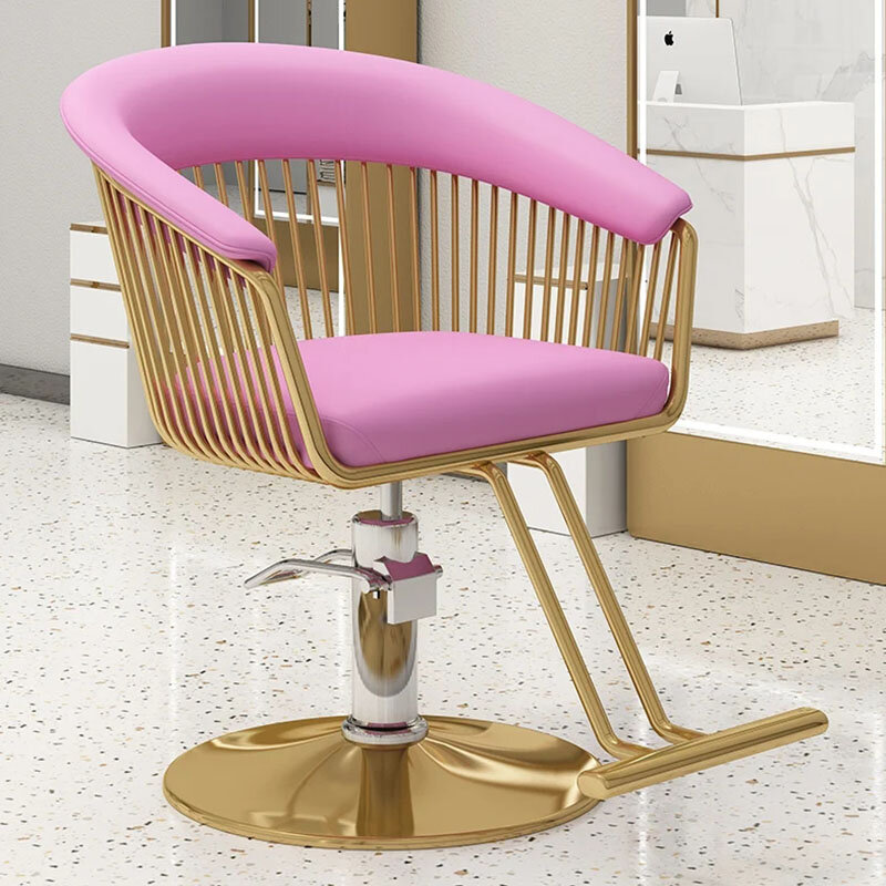 Chaise de Barbier de Luxe et Confortable en Or, Mobilier de Salon de Coiffure