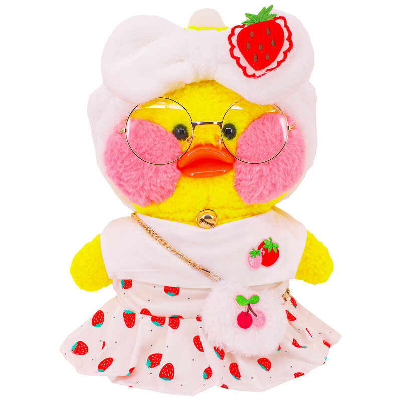 LaLafanfan Duck 귀여운 만화 봉제 인형, 카페 오리 옷, 부드러운 오리 인형, 동물 생일 선물, 여아 장난감, 30cm