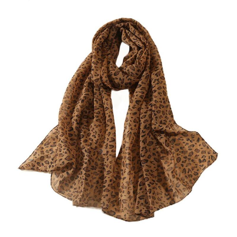 Écharpe en mousseline de soie à imprimé léopard pour femmes, écharpes douces pour dames, châles longs et fins, mode musulmane, écharpes d'hiver, St H8L8