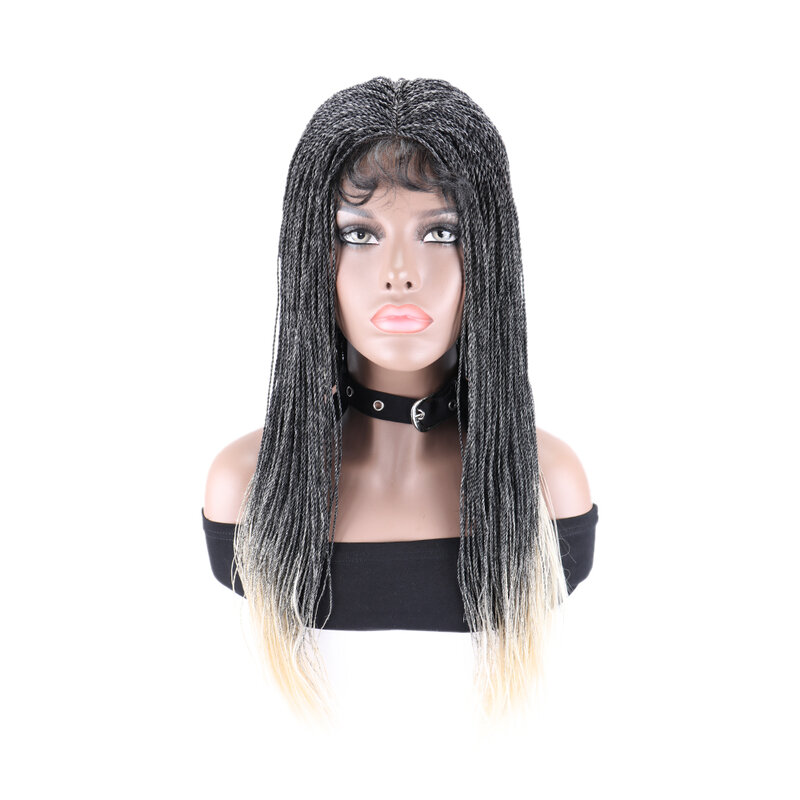 13x4 parrucche intrecciate in pizzo parrucca sintetica senza nodi con trecce 1B/613 parrucca per capelli intrecciata anteriore in pizzo trasparente colorato per donne nere