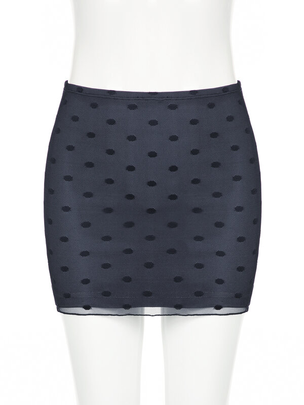 IAMSURE Sexy Slim Dot Printed Bodycon Skirt Casual Basic Mid-Waisted Super Mini Skirts Women 2024 Summer Fashion Streetwear Lady