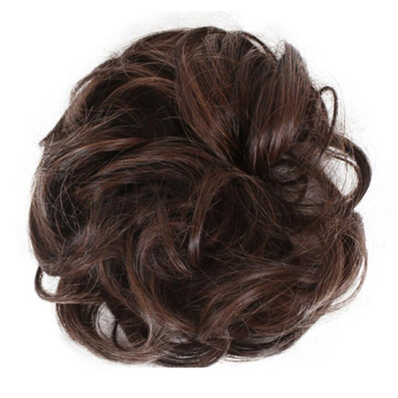 35 Colors Women Hair Bun Extension Wavy Curly Messy Donut Chignons Wig Synthetic Hair Bun Extensions Messy Curly Hair Scrunchies
