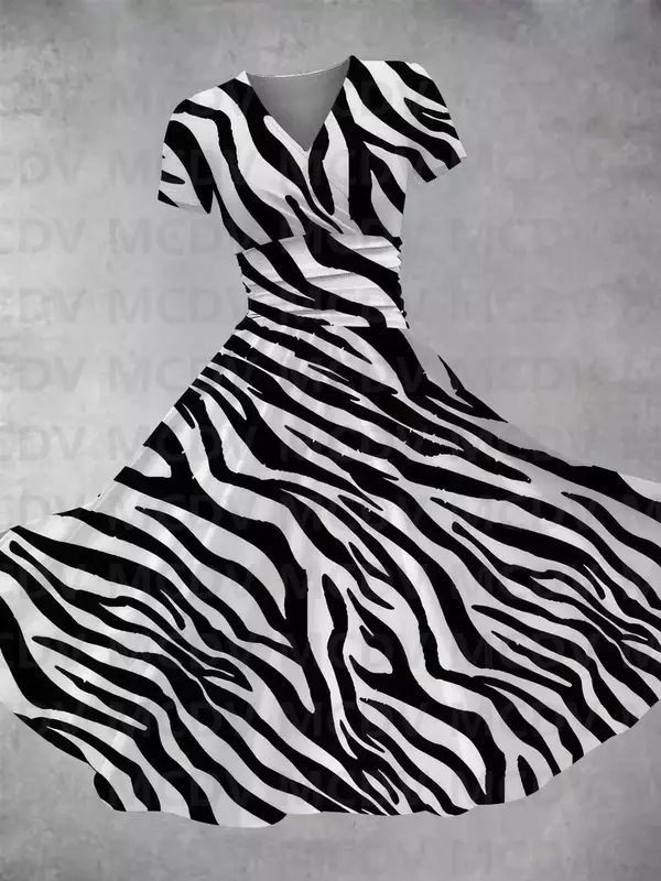 فستان نسائي طويل بطباعة ثلاثية الأبعاد ، فساتين مثيرة برقبة على شكل حرف V ، نسائي