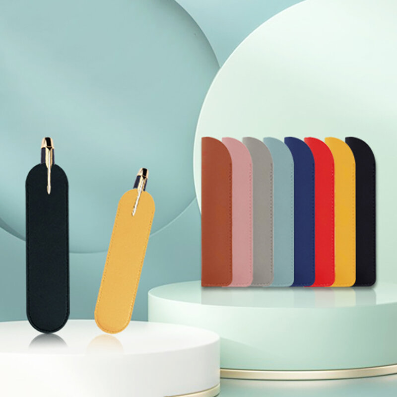 Schwarzes Rechteck mehrfarbig Multi-Style kann fixiert werden Enterprise Logo Pu Leder Stift Kugelschreiber Abdeckung Großhandel
