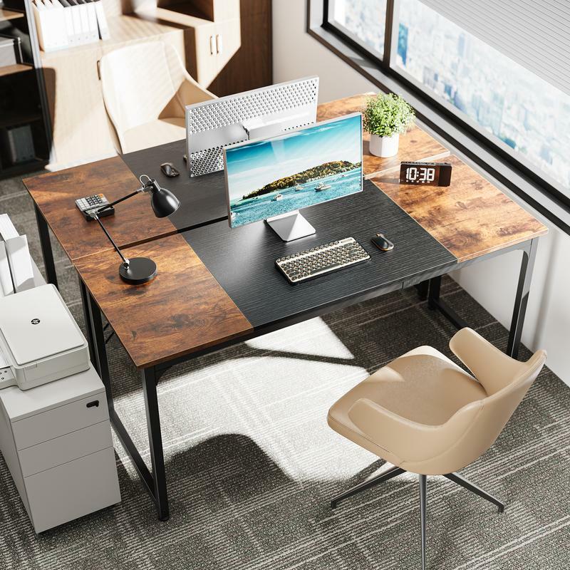 Meja er, meja kantor, meja Gaming dengan penyimpanan untuk rumah kantor, belajar, Meja sederhana Modern, ruang lebar besar, bingkai logam
