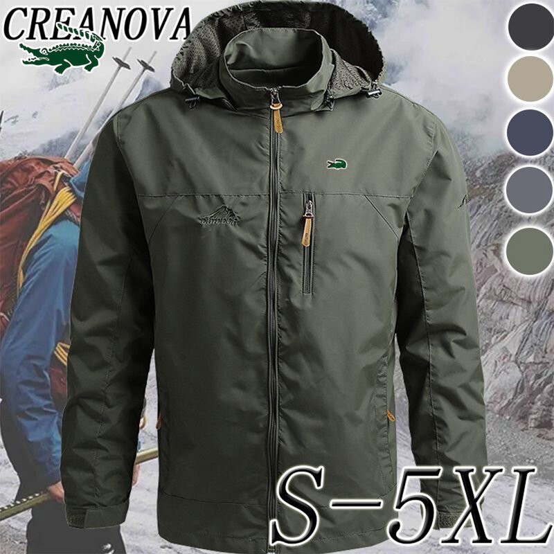 Jaket bordir pria, jaket olahraga bertudung ritsleting musim gugur/musim dingin kualitas tinggi untuk mendaki gunung