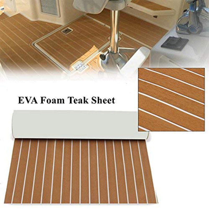 600x2400x5mm EVA Espuma Faux Teak Barco Decking Mat Brown Deck Folha Yacht Flooring Anti Skid Mat Auto-adesivo Veículo Pad
