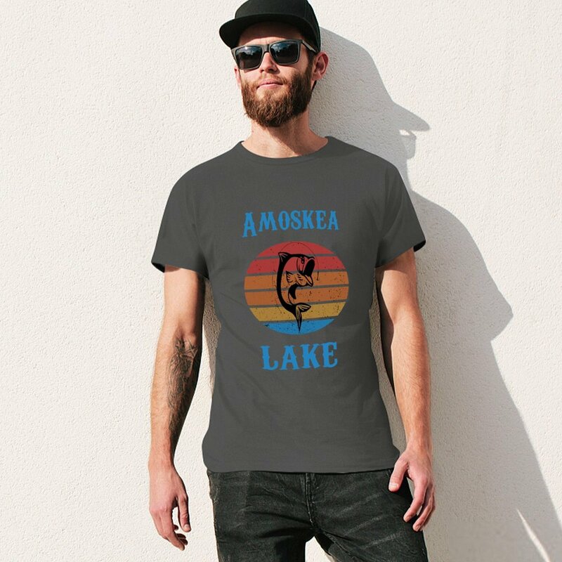 Amoskeag Lake T-Shirt sekolah tua blus Bea Cukai kebesaran kaus pas untuk pria