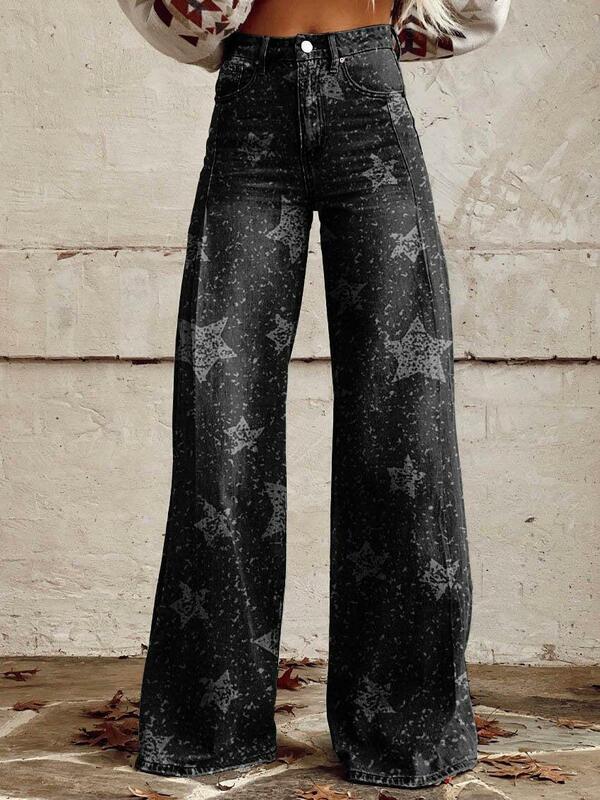 Nowe spodnie damskie Star Splash Ink Gorąco sprzedające się damskie spodnie Bell Spodnie z szerokimi nogawkami Wszechstronne spodnie na co dzień