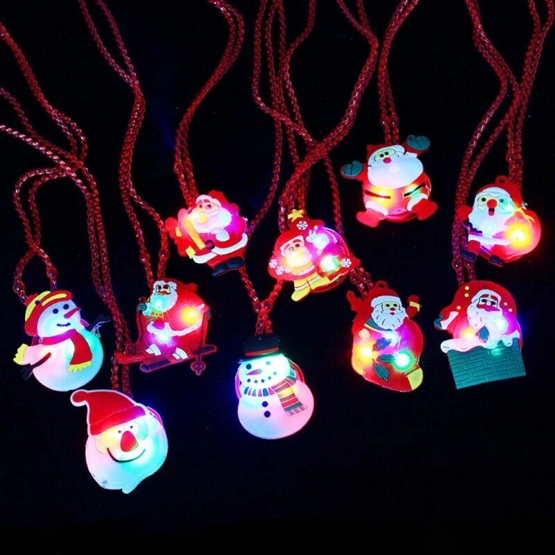 Weihnachten Led Ring Licht Up Broschen Halskette Armreif für Erwachsene Kid Luminous Glowing in the Dark Rave Xmas Party Dropship