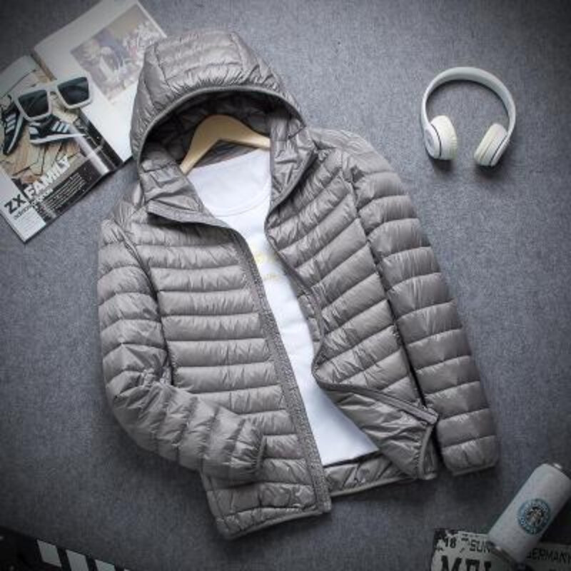 Новинка, осенне-зимняя пуховая куртка, Мужская модная супертонкая теплая куртка с капюшоном, Мужское пальто