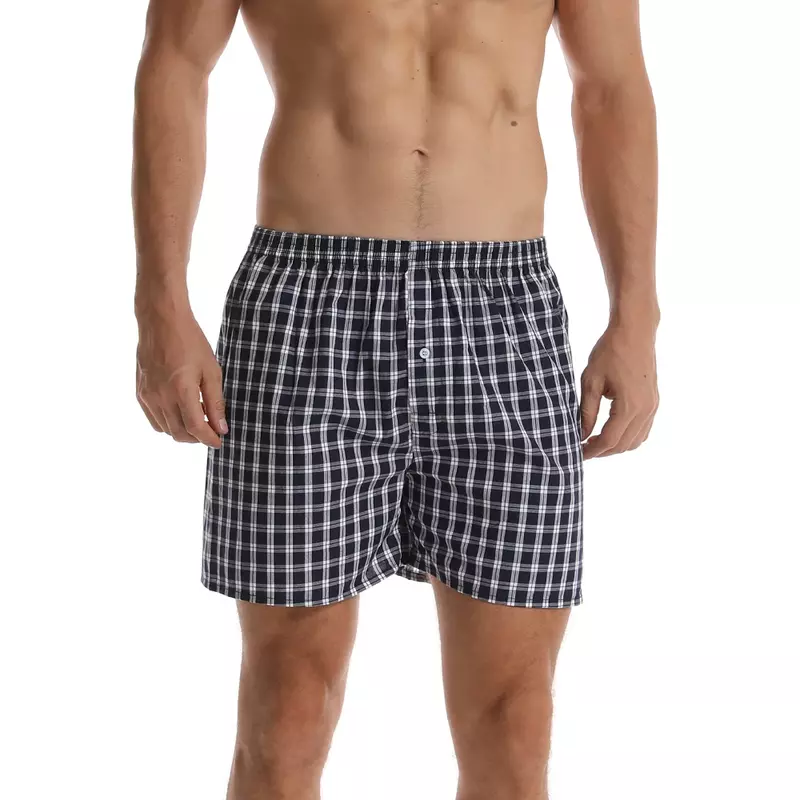 Men Plaid Arrow Pants Male Striped Underwear Loose Boxers Cotton Shorts Men'S Panties Comfortable Classic Basics Underpants
