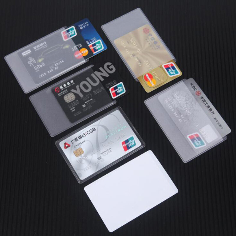 Transparente Card Protector Mangas, ID Card Holder, Carteira Bolsa, Business Credit Card Protector, Capa Sacos, 60x93mm, 10Pcs por lote