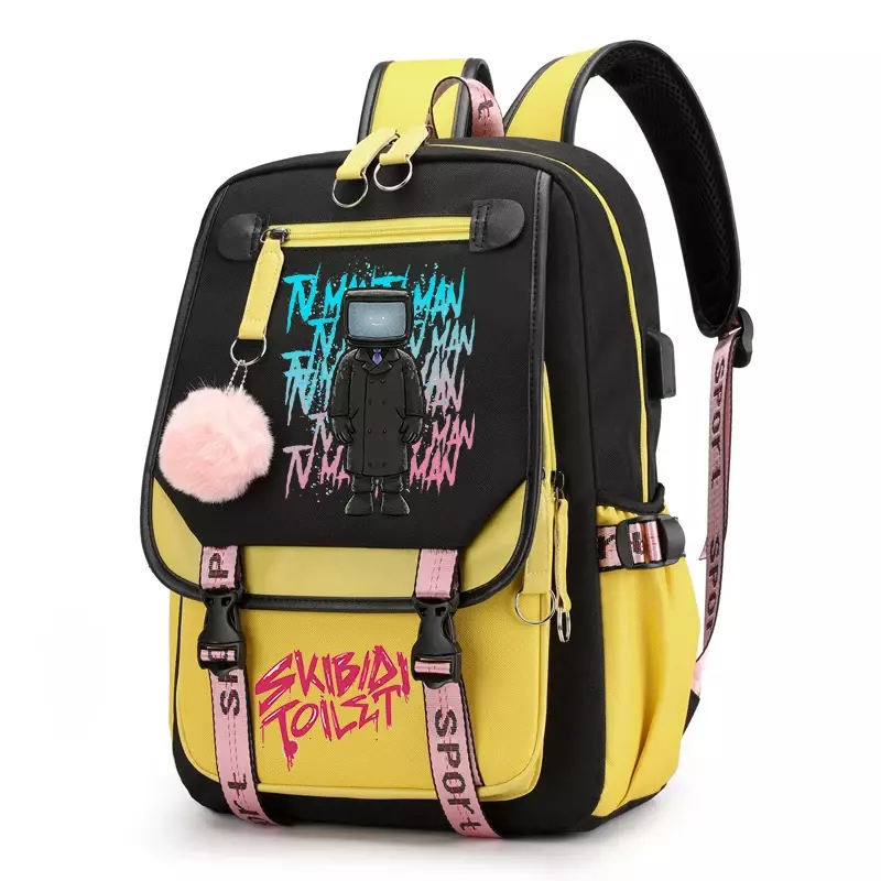 Skibidi-mochila de aseo para niñas y mujeres, morral de lona para ordenador portátil, con dibujos animados de Titans, TV, hombre, Bolsa Escolar, regalo