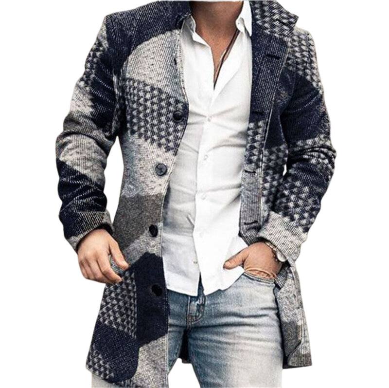 Casaco de lã masculino com gola, jaqueta de negócios, trincheira de inverno quente, apto para trabalhar, dirigir, roupa de viagem