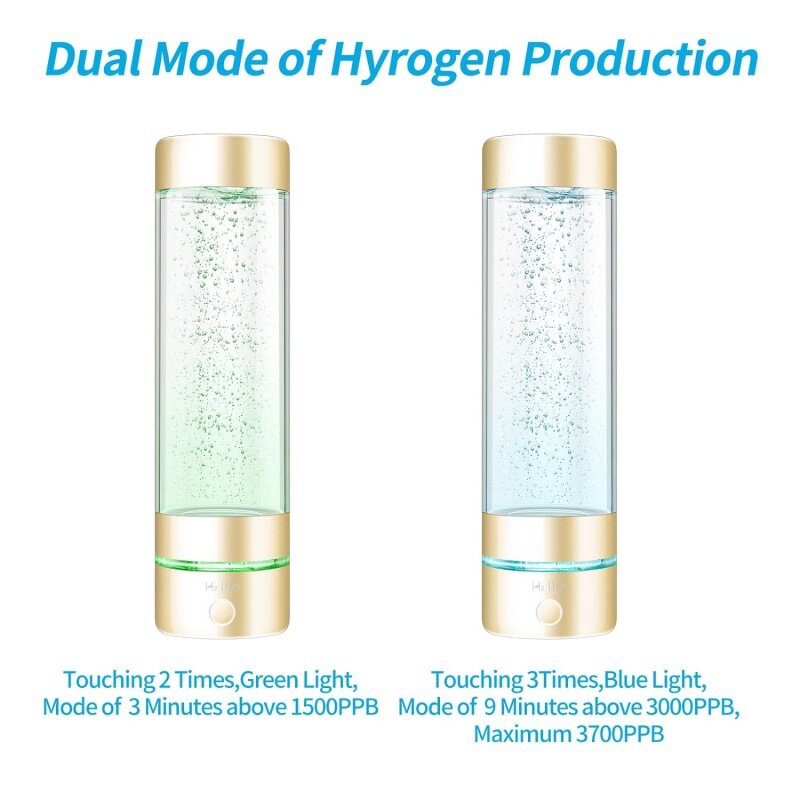 Водородная Спортивная бутылка для воды, профессиональный водородный генератор воды с SPE и PEM, 320 мл 3200PPB Двухрежимная Водородная вода