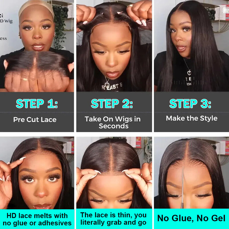 Perucas retas do cabelo humano para mulheres negras, peruca frontal do laço Glueless HD, cabelo brasileiro, 13x4, 13x6, 30 ", 40"