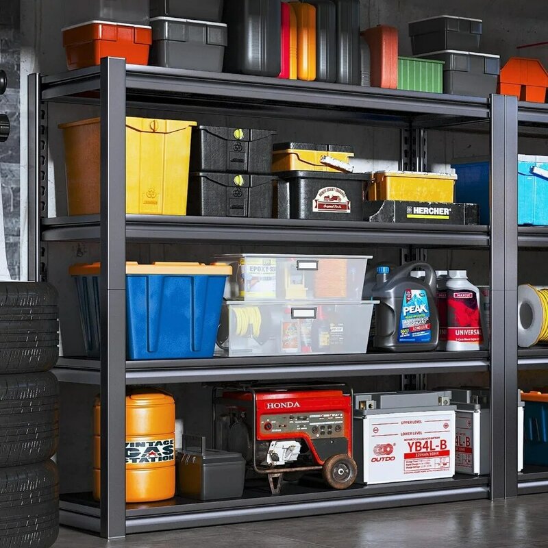 Raybee-頑丈な金属製のガレージ棚、収納棚、幅40インチ、4段、調整可能な棚