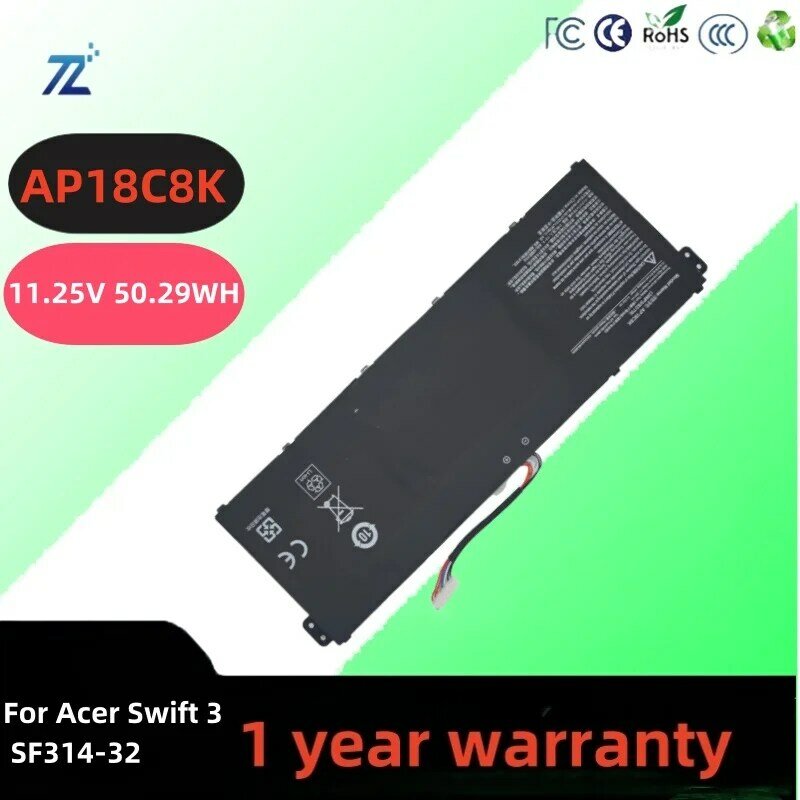 AP18C8K bateria do portátil, 11.25V, 50.29WH, lítio para Acer Swift 3, SF314-32, SF314-42, N19C4 série, bateria digital, nova chegada