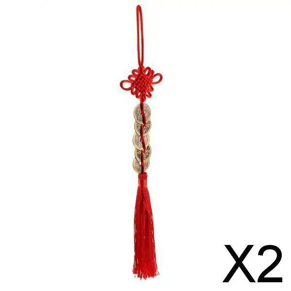 2x11" Chinese Knot Tassel Feng Shui Coins Pendant Lucky Amulet Car Inner Decor