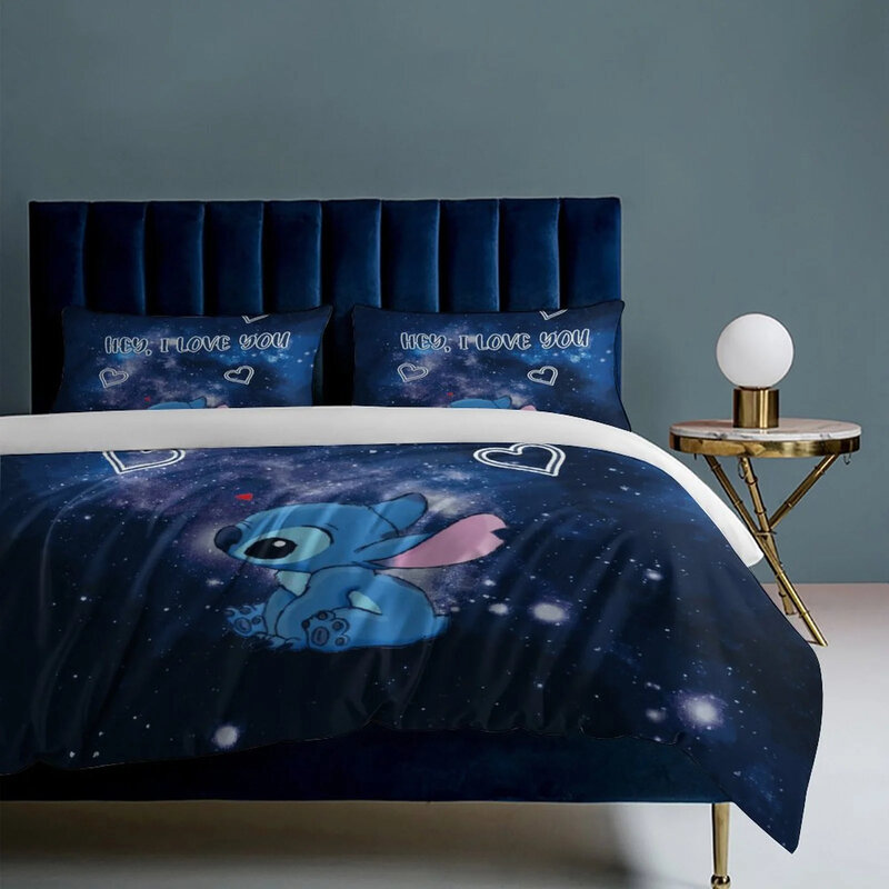 Stitch poszwa na kołdrę strona główna sypialnia dekoracja kreskówkowa tkanina z mikrofibry zestaw pościeli poszwa na kołdrę poszewki na poduszki dla dzieci prezenty