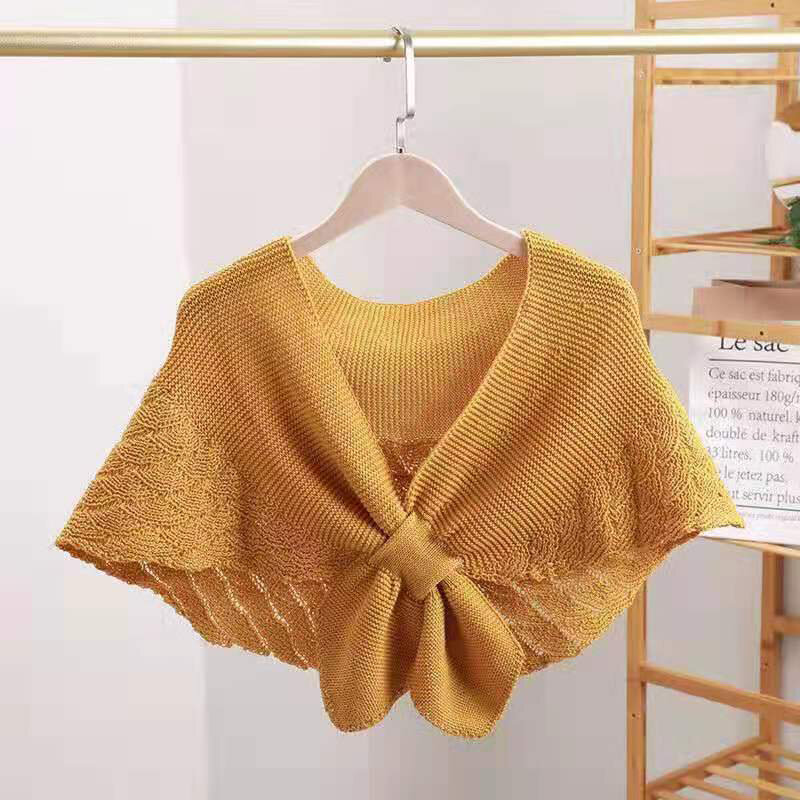 Striped Hollow Wraps And Shawl Sun Protection High Quality Warm Solid Color Scarf Versatile Decorative