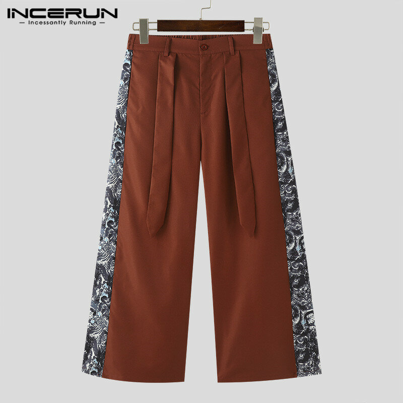 INCERUN-pantalones holgados de estilo coreano para hombre, ropa de calle masculina, de pierna ancha, con botones, a la moda, S-5XL, 2024