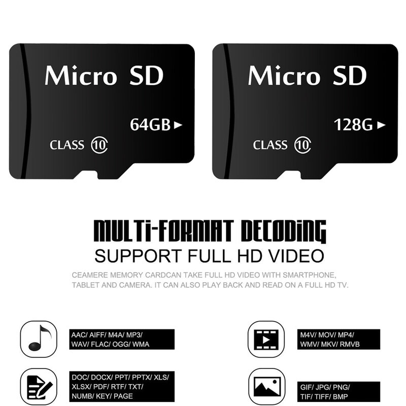 마이크로 SD 카드, 휴대폰 태블릿용 메모리 카드, U3, 128GB, 64GB, 32GB, V30, C10, 16GB, 8GB, 4GB, 2GB, 1GB, 512MB, 256MB, 128MB, A1