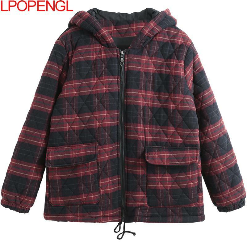 2023 New Women's Autumn And Winter Coat Loose Casual Long Sleeved Patchwork Zipper Wide Waisted Streetwear Hooded Cotton Jacket