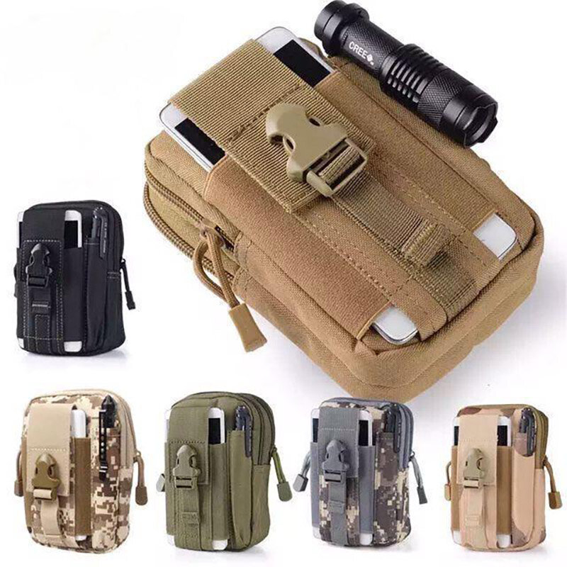 Homens Tactical Molle Pouch Belt Cintura Pack Bag Pequeno Bolso Militar Cintura Pack Correndo Bolsa Viagem Camping Bags Soft Back