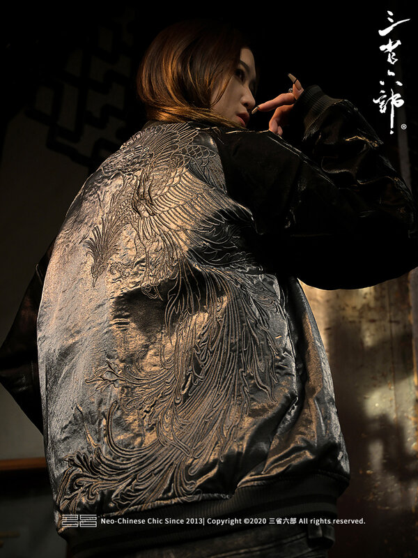 Двусторонняя бейсбольная куртка Yokosuka, Женская куртка-бомбер с длинным рукавом и вышивкой в китайском стиле, весна-осень 2024