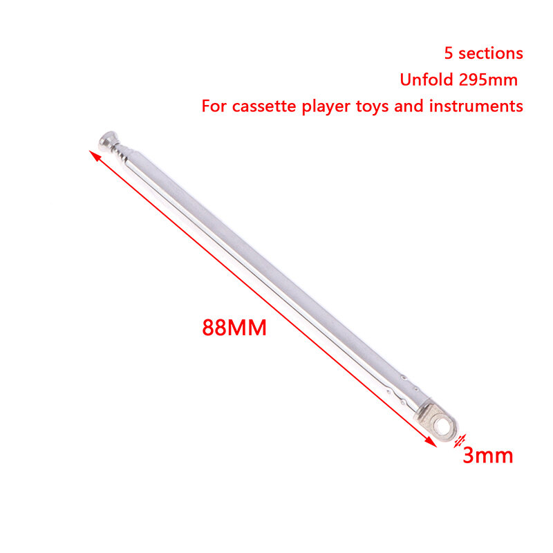TV Radio DAB AM FM Universal Folding Length 89MM And Unfold 295MM New 5273-5 Section Replacement Telescopic Aerial Antenna