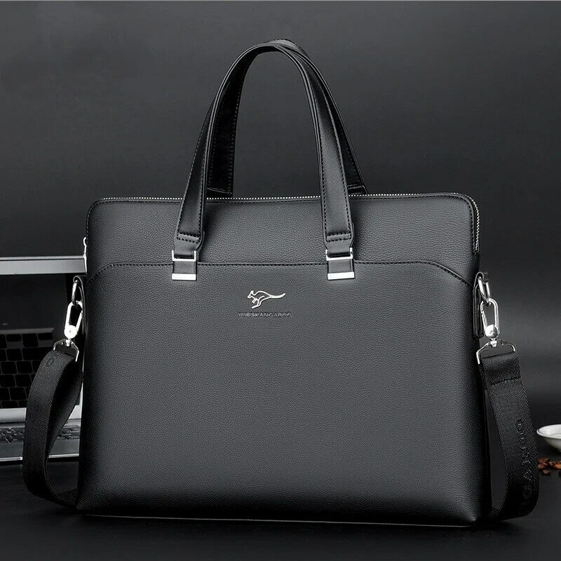 Business Men PU Leather Briefcase High Capacity Hand Tote Bag Office Man Shoulder Messenger Laptop