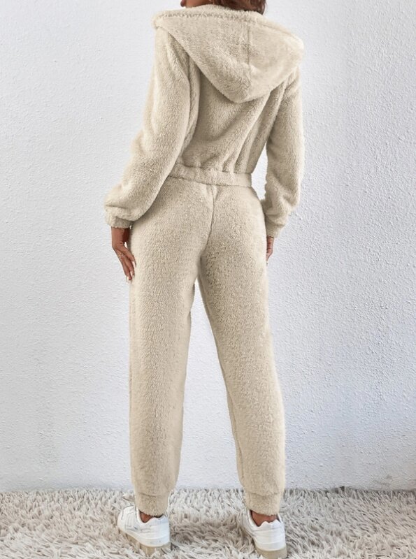 Długi sweter z kapturem zapewniający ciepło, nowe spodnie z długimi rękawami, modny zestaw spodnie dla kobiet na jesień i zimę w 2023