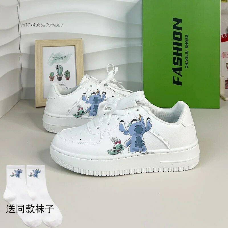 Disney New Stitch Angel Cartoon Sneaker Women Summer Breathable Versatile Couples Board Shoes Y2k Cute Students Leisure Shoes