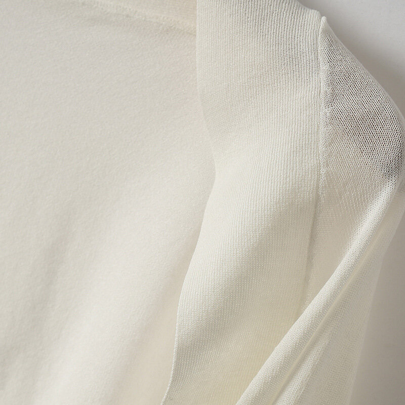 Cardigan con protezione solare corto gilet estivo in seta intrecciata al ghiaccio camicia da donna con bretelle a maniche lunghe ultrasottile
