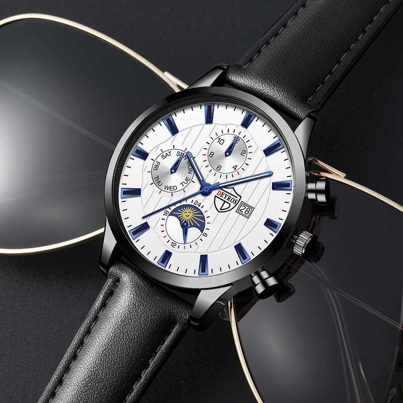 relogio masculino Moda masculina marca relógios de negócios couro relógio de pulso de luxo relógio de quartzo calendário data cinta relógio relogio masculin