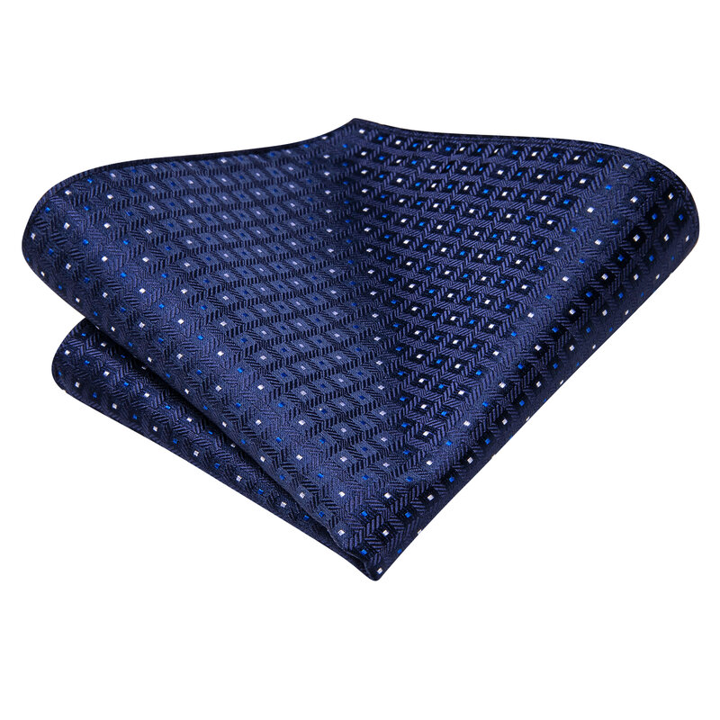 Hi-Tie desainer Dot biru dongker dasi elegan untuk Pria Mode Merek pesta pernikahan dasi borgol Handky bisnis grosir