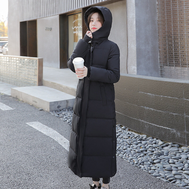 Inverno addensare caldo cotone femminile parka Casual cappotto imbottito con cappuccio lungo giacca invernale donna piumino di cotone cappotto da neve