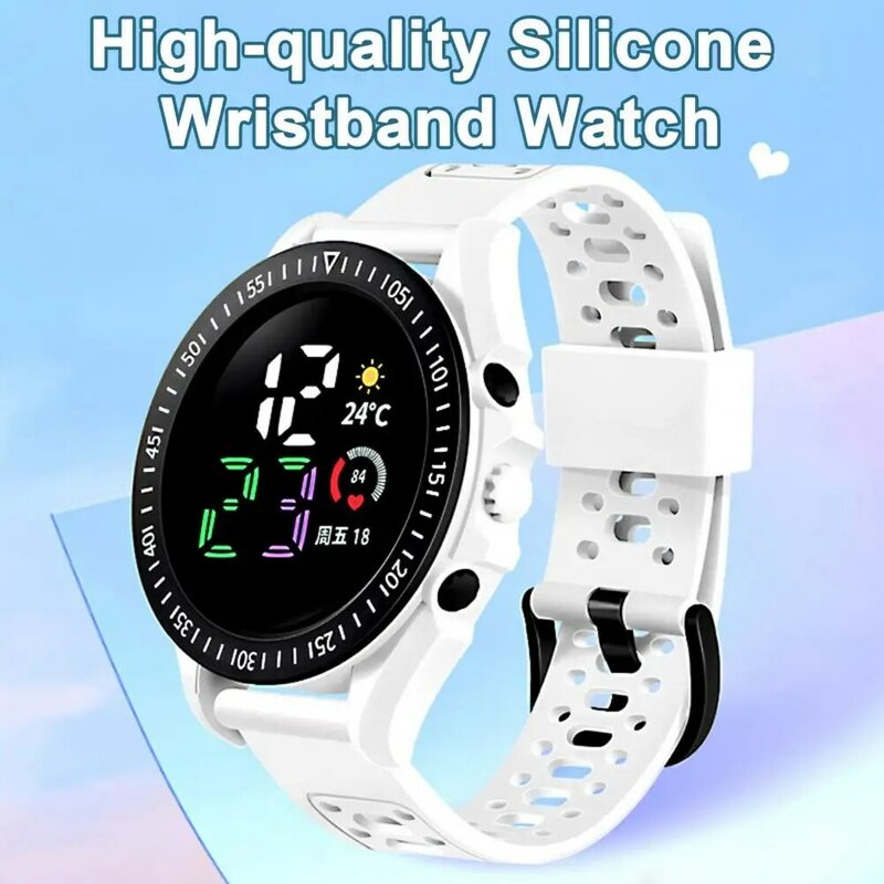 Zegarek sportowe cyfrowe LED dla dzieci wodoodporny pasek silikonowy kalendarz tydzień wyświetlacz chłopcy dziewczyny moda zegar elektroniczny