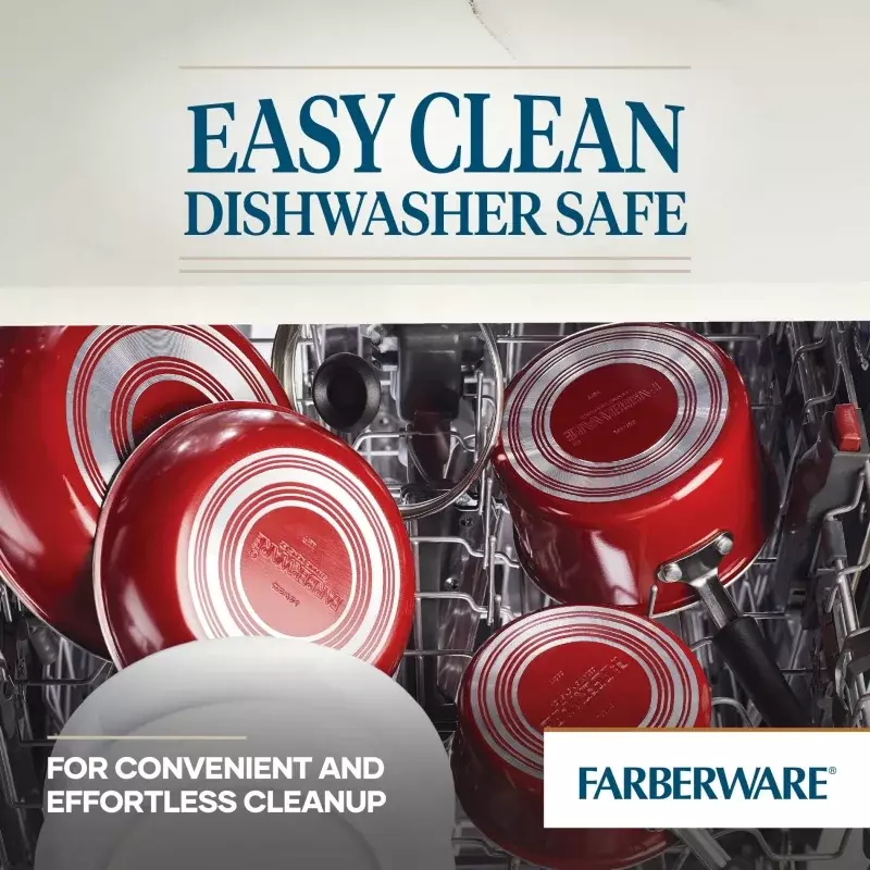 Farberware Easy Clean Pro 세라믹 논스틱 프라이팬, 레드, 10 인치