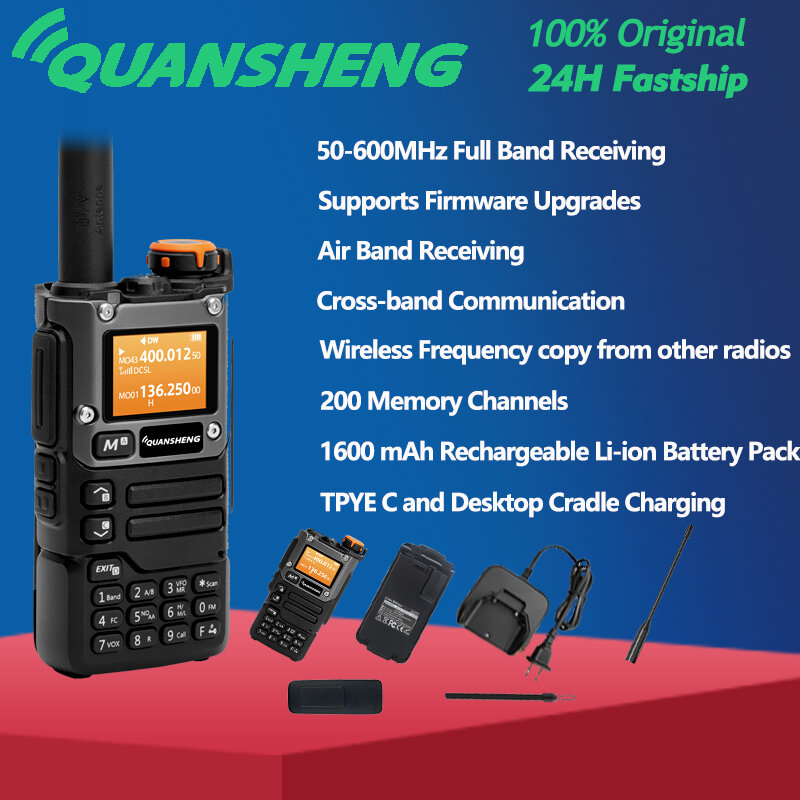 Quansheng 리시버 UV K5 (8) 워키토키, 휴대용 Am Fm 양방향 라디오 커뮤테이터 스테이션, 아마추어 햄 무선 세트 장거리