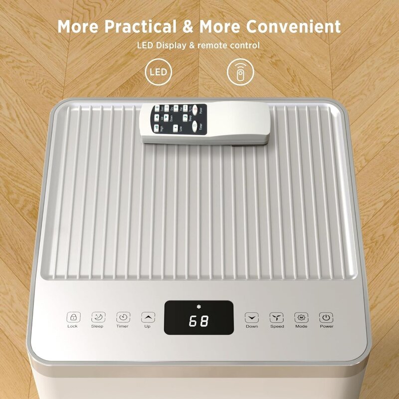 Condicionador de Ar Portátil, Refrigeração Embutida, Desumidificador, Ventilador, Modo de Suspensão, Embutido, Até 350 Pés Quadrados